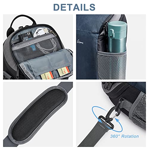 S-ZONE Camera Bag DSLR/SLR Waterproof Camera Case for Photographers Holster Compatible with Nikon Canon Sony, Dark Blue, Casual Daypack
