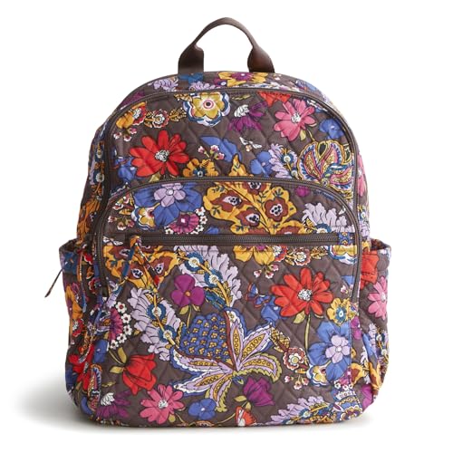 Vera Bradley Women's Premium Cotton Bancroft Backpack, Colorful Bouquet, One Size