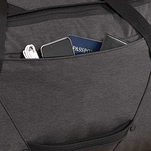 High Sierra Forester 28 Inch Roomy Water Resisting Wheeled Duffel w/Padded Grab Handles, Interior Cross Straps, & Easy to Clean Interior, Black Heather