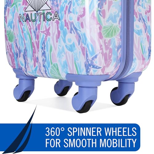 Nautica Kids 18" Hardside Carry-on Suitcase with Spinner Wheels, Pastel Shell