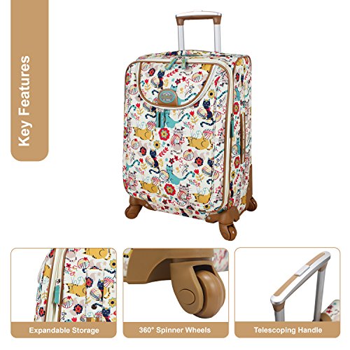 Lily Bloom Design Pattern Carry On Luggage with Spinner Wheels Expandable 20 Inch Suitcase (Furry Friends)