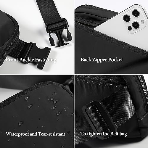 ODODOS Unisex Mini Belt Bag with Adjustable Strap Small Fanny Pack for Workout Running Traveling Hiking, Black