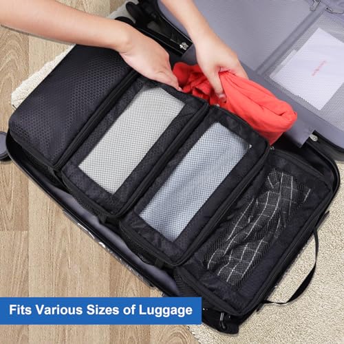 Olosar Suitcase Organizer, Travel Luggage Organizer Portable Hanging Travel Shelves Collapsible Hanging Packing Cubes for Carry on Suitcase, Black
