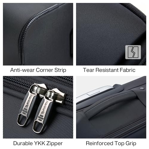 Hanke Softside Expandable 20 Inch Carry On Luggage with Wheels Airline Approved, TSA Luggage Lightweight Rolling Suitcases for Travel Carry On Bag(Black)