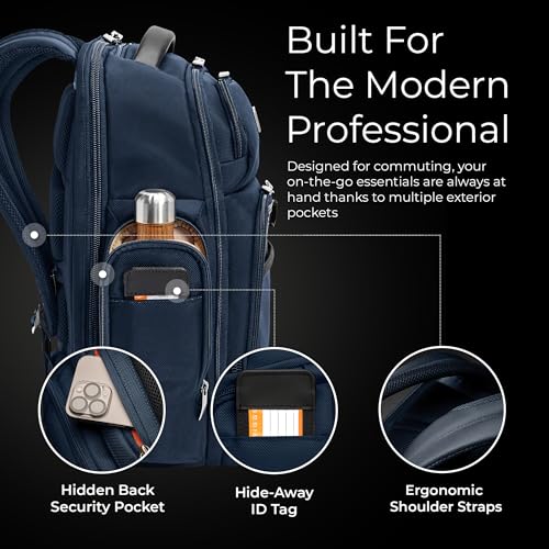 Briggs & Riley Medium Cargo Backpack for Women & Men - Laptop Backpack, For Work & Travel, Lightweight & Durable, Padded Straps, Fits up to 15" Laptop - @work Collection, Navy