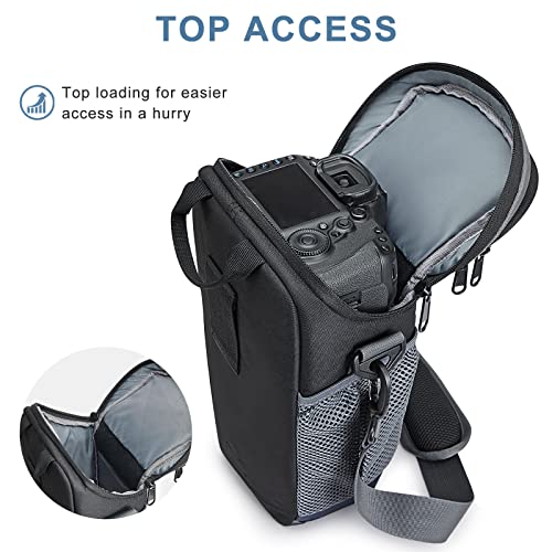 S-ZONE Camera Bag DSLR/SLR Waterproof Camera Case for Photographers Holster Compatible with Nikon Canon Sony, Dark Blue, Casual Daypack