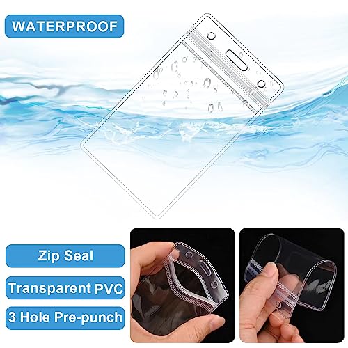 50 Pcs Clear Luggage Tags Bag Tags Holder Identification ID Card Badge Holder with 50 Pcs Clear Luggage Tag Loop Straps for Business Travel and Office Supplies