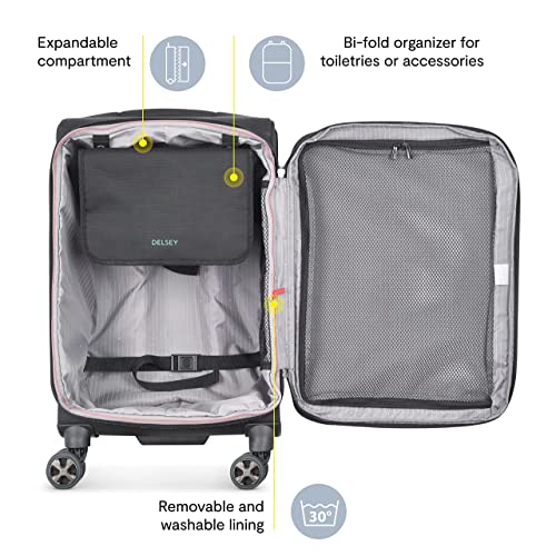 DELSEY PARIS Helium DLX Softside Expandable Luggage with Spinner Wheels, Navy Blue, Carry on 20 Inch