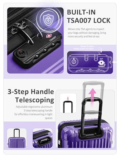 Comeria Carry on Luggage - Airline Approved Suitcases with Spinner Wheels, Built-In TSA Lock，Hard Shell Expandable Suitcases