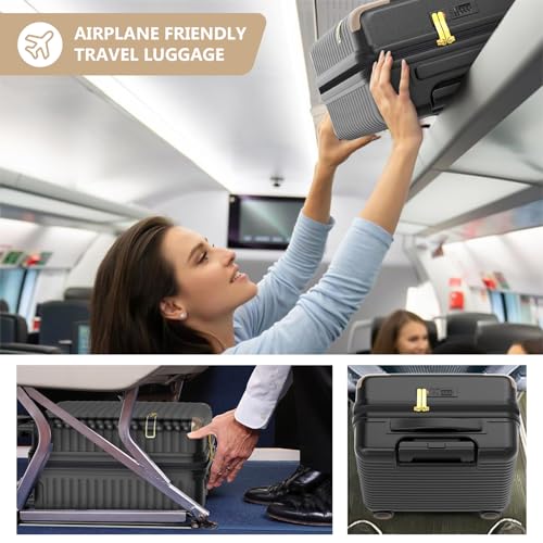 Joyway Carry on Luggage Airline Approved with TSA Lock, Hard Shell 18 Inch Travel Carry-on Suitcase with Spinner Wheels (Black, 18 Inch Luggage)