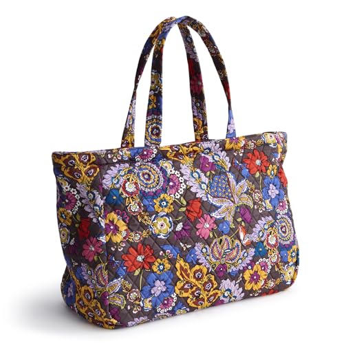Vera Bradley Women's Premium Cotton Knollton Travel Tote, Colorful Bouquet, One Size