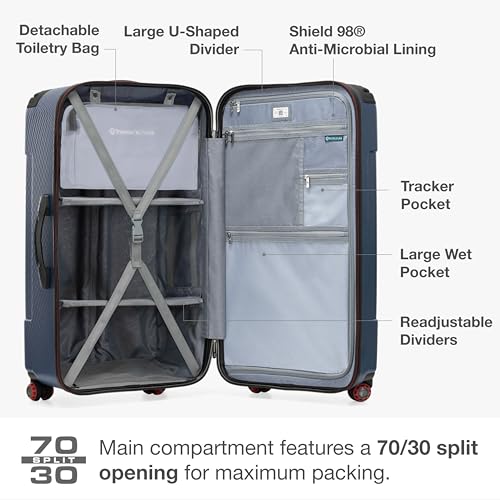 Traveler's Choice Maxporter II Polycarbonate Hardside Trunk with Spinner Wheels, Navy, 31-Inch Large Trunk
