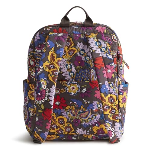 Vera Bradley Women's Premium Cotton Large Bancroft Backpack, Colorful Bouquet, One Size