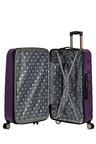 Rockland Melbourne Hardside Expandable Spinner Wheel Luggage, Checked Large 28", Purple