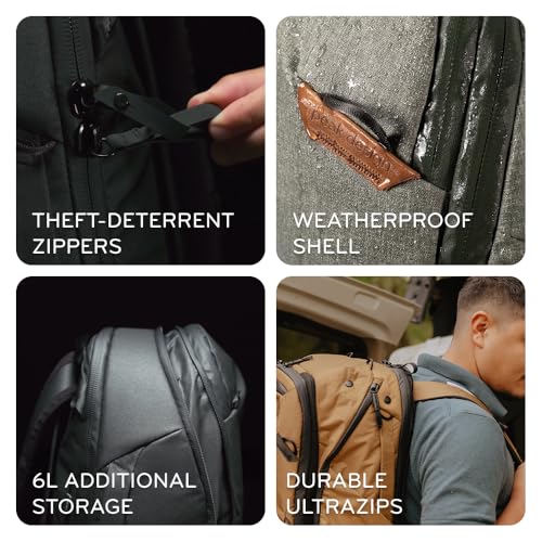 Peak Design Travel Backpack 45L, Black, Expandable 35-45L Design, Rear and Top Access, Weatherproof Shell, Laptop Sleeve, Ideal for Travel or Everyday Carry, Versatile Backpack for Men and Women