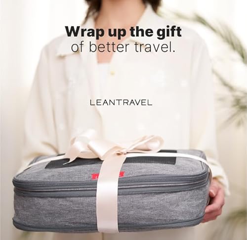 LeanTravel Premium Compression Packing Cubes for Travel - Suitcase Organizer Bags with Double Zipper & Breathable Mesh Panel - Space Saving Carry On Luggage Essentials (6-Pack, Grey)