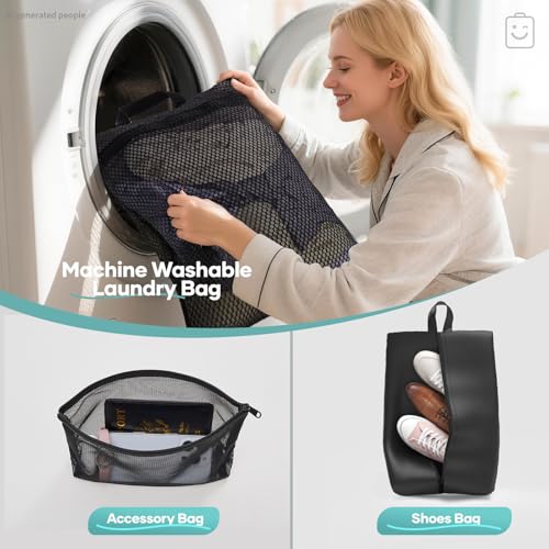Veken 9/11 Set Compression Packing Cubes for Travel Essentials,Compressible Expandable Large Luggage Suitcase Organizer Bags for Clothing,Durable Space Saver Storage Bags with Toiletry Bags(Black)