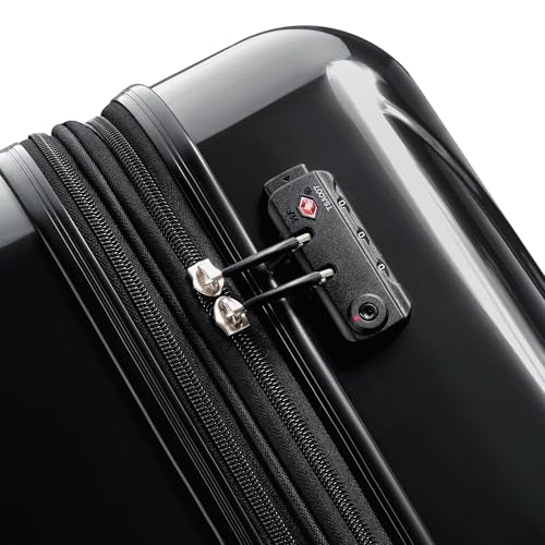 DELSEY PARIS Helium Aero Hardside Expandable Luggage with Spinner Wheels, Black, Checked-Medium 24 Inch