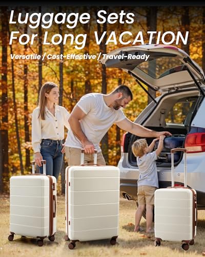 YOETEY Luggage Sets 3 Piece, Expandable Hardshell Suitcase with TSA Lock & Silent Spinner Wheels, Lightweight Hardside Travel Suitcase Set for International Trips (20/24/28 in, Blue)