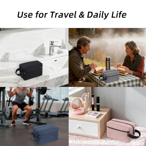DSYSC Travel Toiletry Bag for Women Men, Small Makeup Bag, Water-Resistant Cosmetic Bag, Cosmetic Pouch, Traveling Dopp Kit, Travel Essentials Accessories (Black)