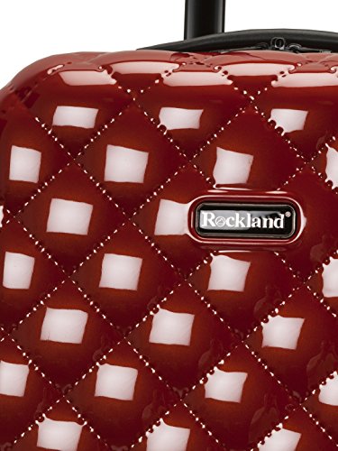 Rockland Quilt Hardside 3 Piece Spinner Wheel Luggage Set, Black, 3-Piece Set, (20"/24"/28"), Red