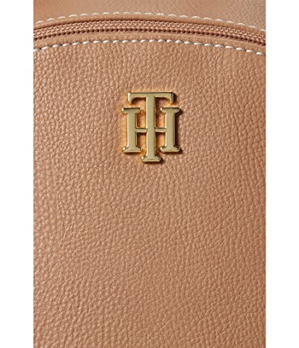 Tommy Hilfiger Adrienne II Small Dome Backpack Pebble PVC Basket Brown One Size