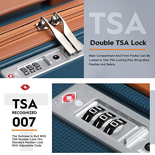 Joyway 20 Inch Carry On Luggage with TSA Lock, Durable Hardshell Suitcase for Travel, Unisex Checked Set for Men and Women Dark Blue