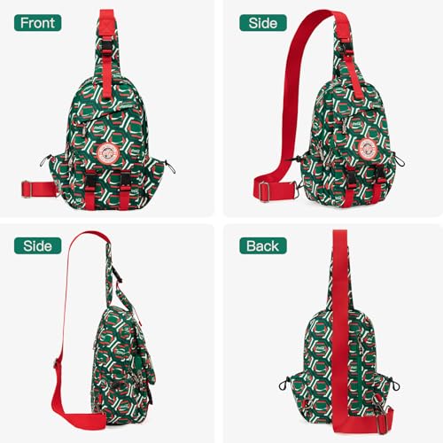 Sling Backpack Crossbody Bag with Coca-Cola Logo Sling Bag Travel Casual Daypack Unisex Green CO-BG-10-102-GN
