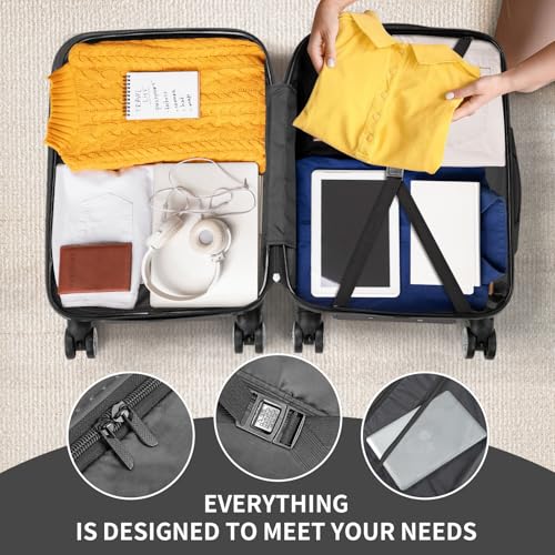Karl home Luggage Sets 3 Piece, ABS Hardside Suitcase Set with Double Spinner Wheels & TSA Lock for Travel Business, 3-Piece Set (20/24/28), Dark Gray