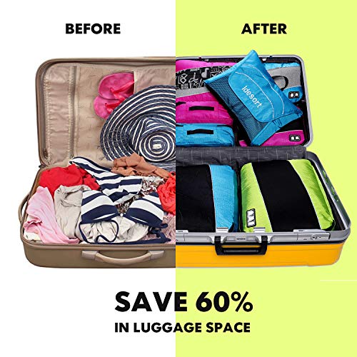 8 Set Packing Cubes, Travel Luggage Bags Organizers Mixed Color Set (Blue Green)