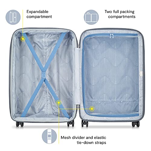 DELSEY PARIS Comete 3.0 Hardside Expandable Luggage with Spinner Wheels, Blue, Checked-Large, 28 Inch