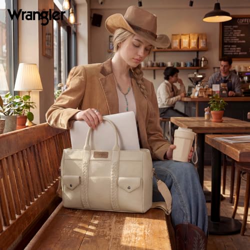 Wrangler Work Tote Bag for Men and Women Business Teacher Bag Large Capacity Briefcase Handbag Messenger Bag with Adjustable Strap and Multi Pockets WG484-8119TN