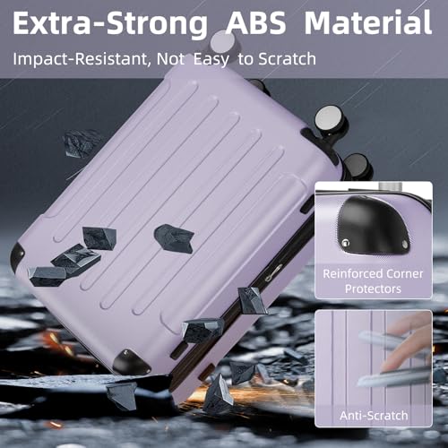 Luggage Sets 6 Piece, Expandable Luggage Set Clearance for Women, Suitcases with Wheels, Hardside Hard Shell Travel Luggage with TSA Lock (Lavender Purple, 6pcs)