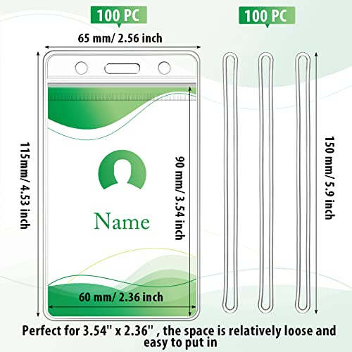 Zonon 100 Pack Clear Luggage Tags Bulk Bag Tag Badge Holder for Suitcases Waterproof Zip Identification ID Card Holder with Clear Loop Straps Business Travel and Office Supplies (10 Mil)