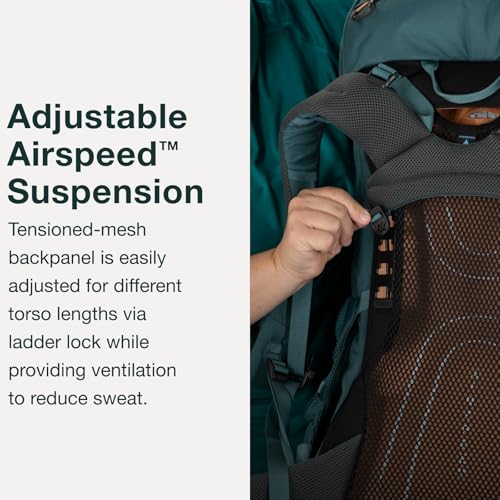 Osprey Renn 50L Women's Backpacking Backpack, Cascade Blue/Melon Orange