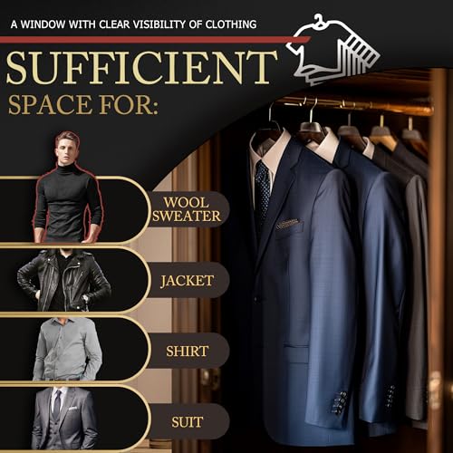 Hleelomi 5 Pack 40-inch Suit Bag Garment Bag for Travel and Storage, Garment Bags for Hanging Clothes with Zipper and Visible Transparent Window, Black