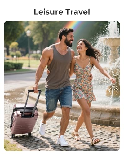 BAGSMART Carry On Luggage 22x14x9 Airline Approved with Spinner Wheels,Lightweight 20 Inch Luggage with TSA Lock,Expandable Hard Shell Carry On Suitcases for Men Women,Rose Purple