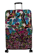 Betsey Johnson 26 Inch Checked Luggage Collection - Expandable Scratch Resistant (ABS + PC) Hardside Suitcase - Designer Lightweight Bag with 8-Rolling Spinner Wheels (Magenta Butterfly, 26IN)