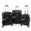 Juicy Couture Vivian 3 Piece Hardside Spinner Luggage Set Luggage Set, Black Marble Web