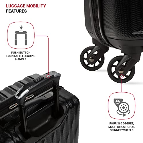 SwissGear 8018 Expandable Luggage, Hard Shell Carry-On Luggage with Spinner Wheels
