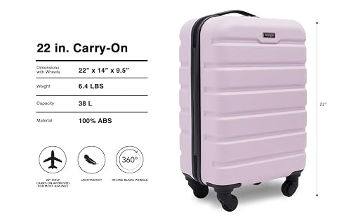 Wrangler 22" Hardside Spinner Carry-On Luggage, Lilac