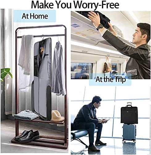Garment Bags for Travel, Large Suit Travel Bag for Men Women with Shoulder Strap, Mancro Foldable Carry On Garment Bag Gifts for Business Trip - 2 in 1 Hanging Suitcase Luggage Bags for Travel, Black