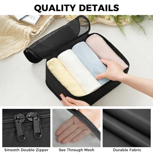 BAGAIL 9 Set Packing Cubes with Packing List Luggage Packing Organizers for Travel Accessories (Black)