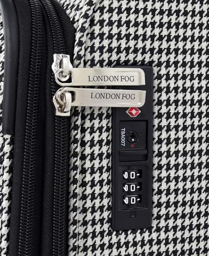 London Fog Cambridge 25" Expandable Softside Spinner, Black White Houndstooth