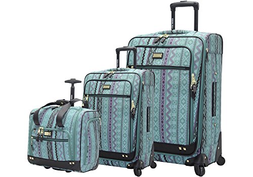 Steve Madden Designer Luggage Collection - 3 Piece Softside Expandable Lightweight Spinner Suitcase Set - Travel Set Includes an Under Seat Bag, 20-Inch Carry on and 28-Inch Checked Suitcase, Legends