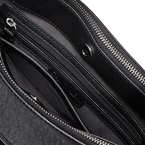 Calvin Klein Sonoma Bubble Lamb Novelty Messenger Crossbody, black/silver, One Size