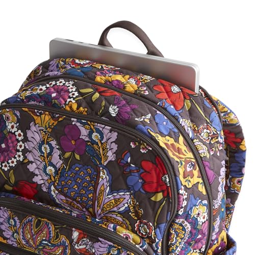 Vera Bradley Women's Premium Cotton Large Bancroft Backpack, Colorful Bouquet, One Size