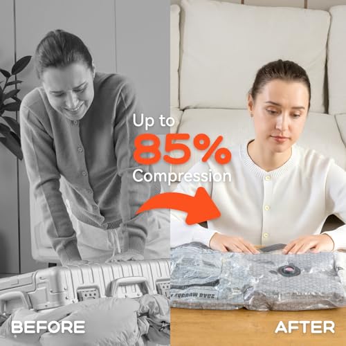 VOLLYC Vacuum Bags for Clothing Travel with Rechargeable Air Pump