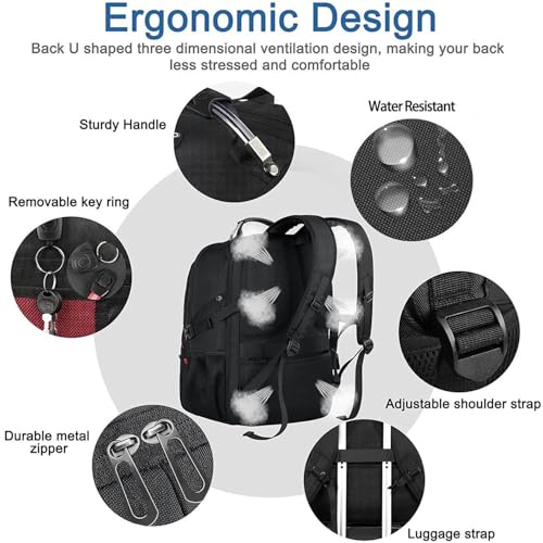 LifetimeWarranty Extra Large Travel Backpack With 52L Capacity, Long-Term Durability TSA Backpack,Anti-Theft 17.3" Big Business Laptop Backpack for Men&Women,Water Resistant College Rucksack Bag Black
