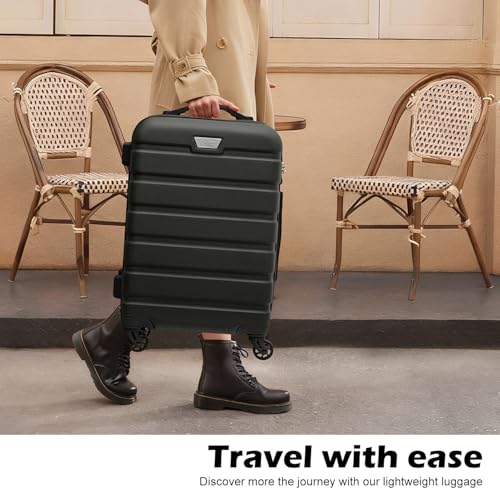 Coolife Luggage 3 Piece Set, Lightweight Durable Hardshell Suitcase set with 360° Spinner Wheels, TSA-approved Lock, Checked Family Travel Luggage sets, 20/24/28 Inch, Black